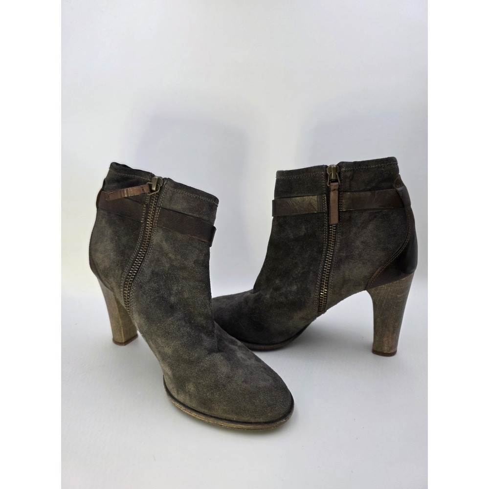 N.D.C. Spain Made by Hand Brown Suede Ankle Boots‎ Heels Women's Size 37 US 6.5
